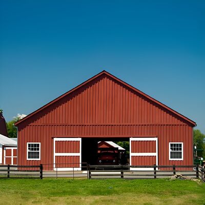 Metal Prefab Livestock Barns Customized Size Farmhouse Steel Building Earthquake Resistant
