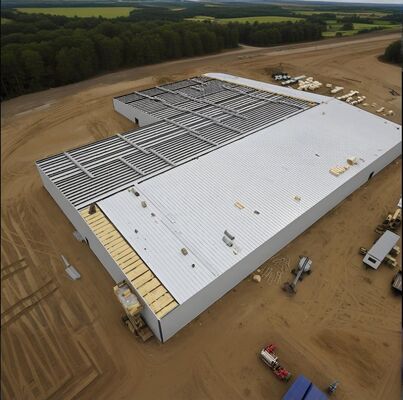 Industrial Prefabricated Steel Frame Building Factory For Poultry Feed Processing / Storage