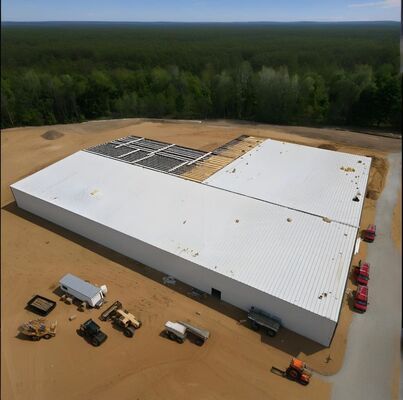 Industrial Prefabricated Steel Frame Building Factory For Poultry Feed Processing / Storage