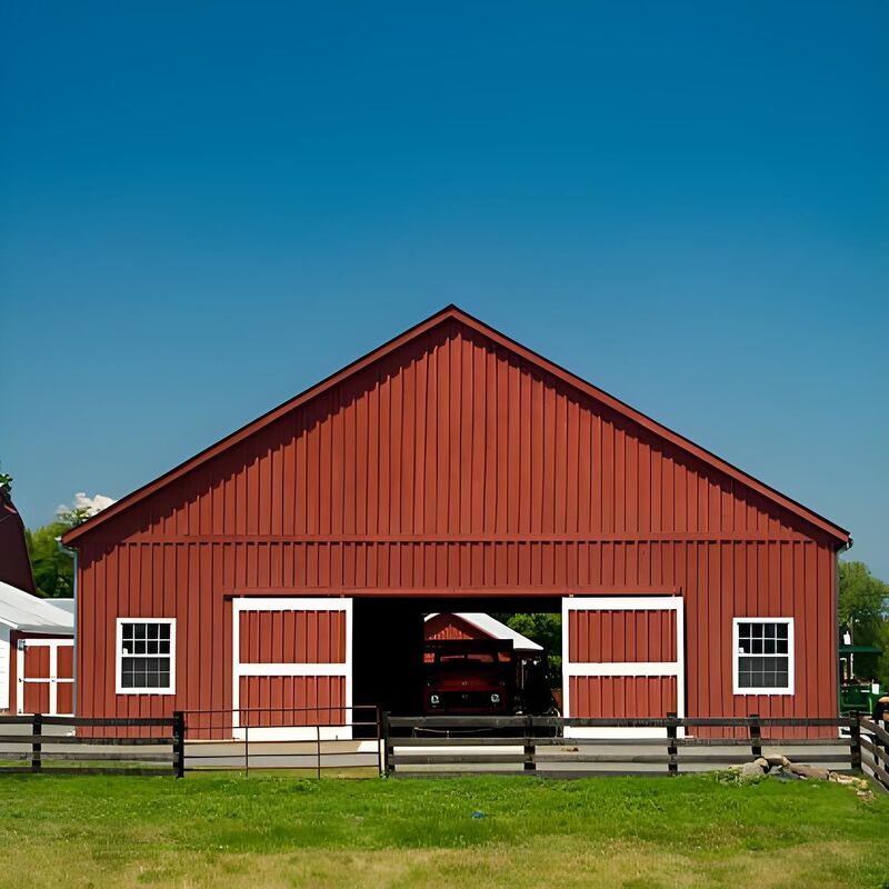 Metal Prefab Livestock Barns Customized Size Farmhouse Steel Building Earthquake Resistant