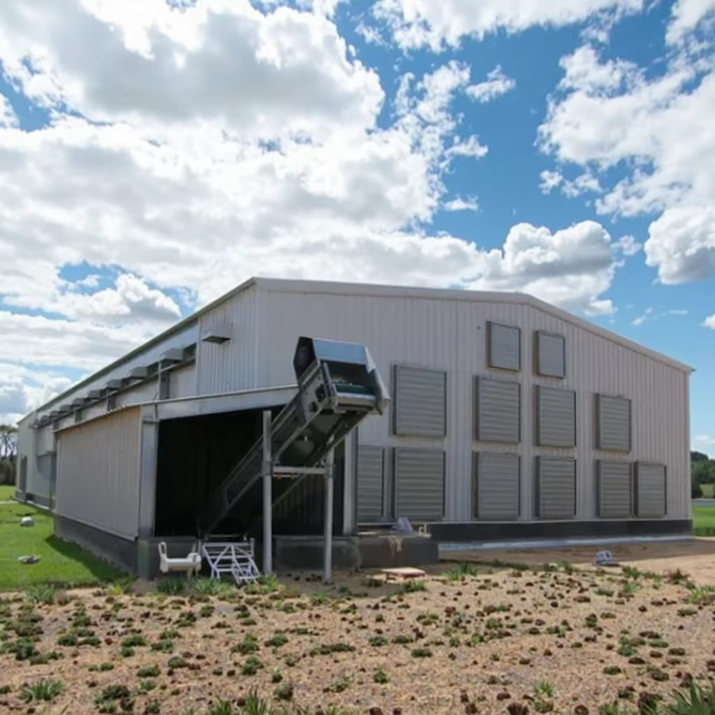 Modern Economical Steel Chicken Farm Customized Color Graphic Design