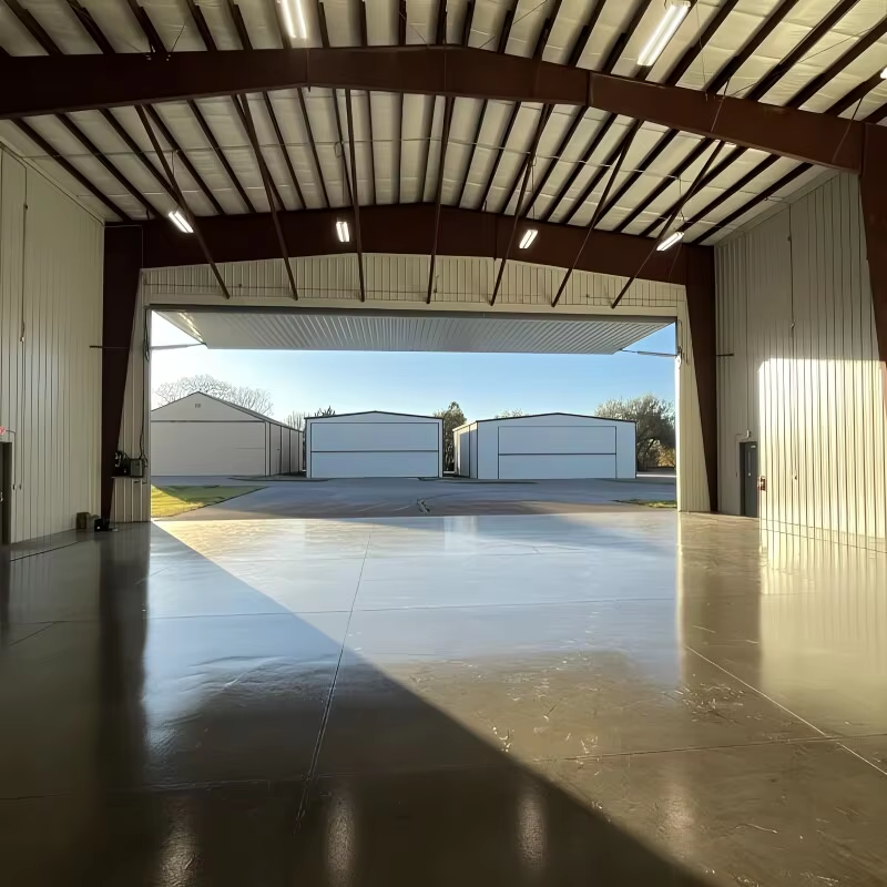 Large Capacity Insulated Prefabricated Steel Hangar With Minimal Foundation Needed For Aircraft Parking