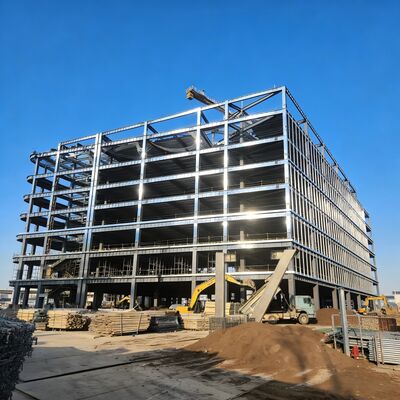 Multi-story steel structure building with high load-bearing capacity, suitable for equipment placement, storage, and combined office use